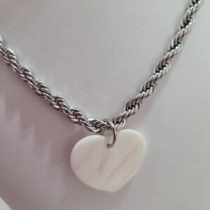 Stainless Steel Acrylic Heart Necklace